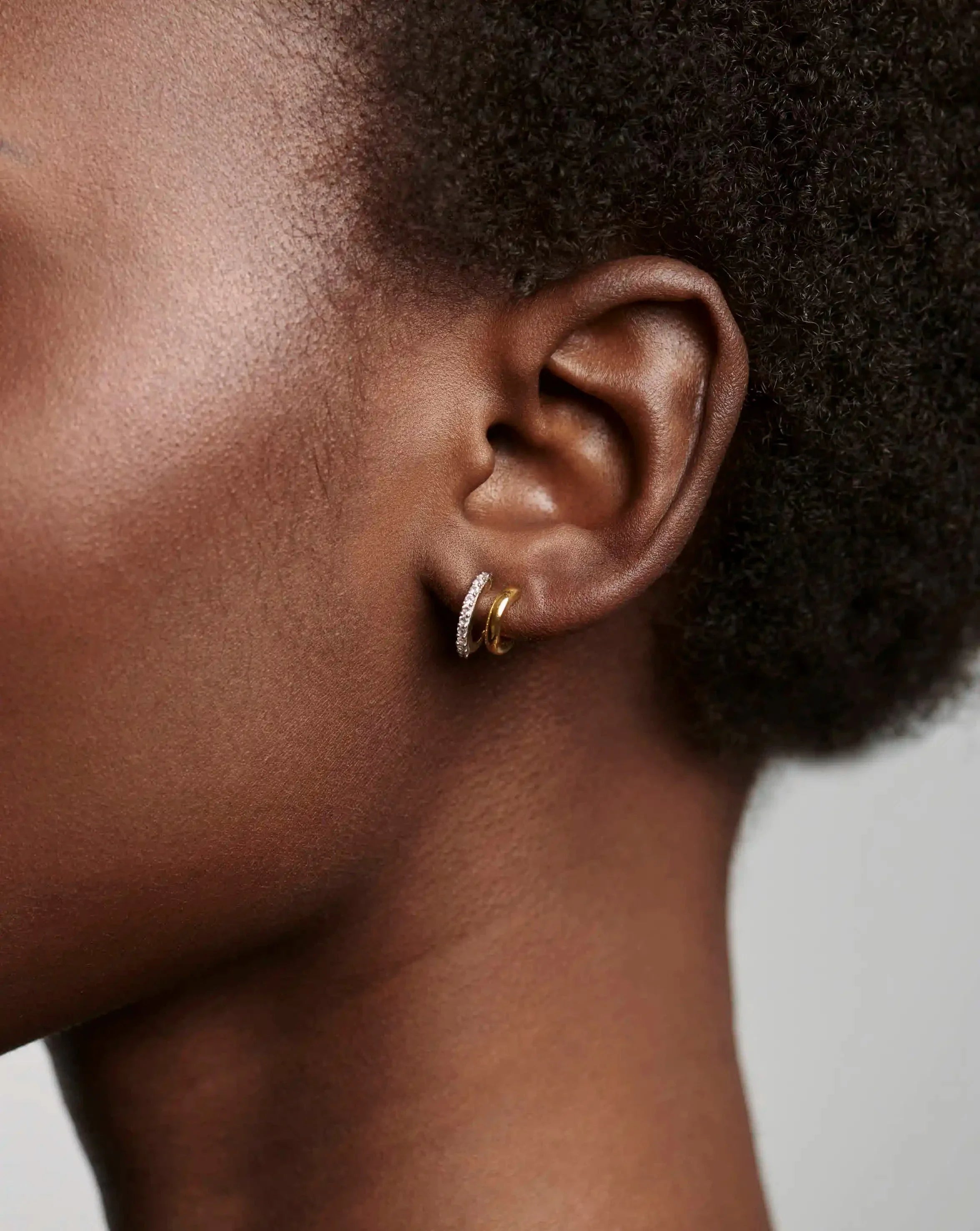 Classic Double Huggies | 18ct Gold Vermeil/Cubic Zirconia