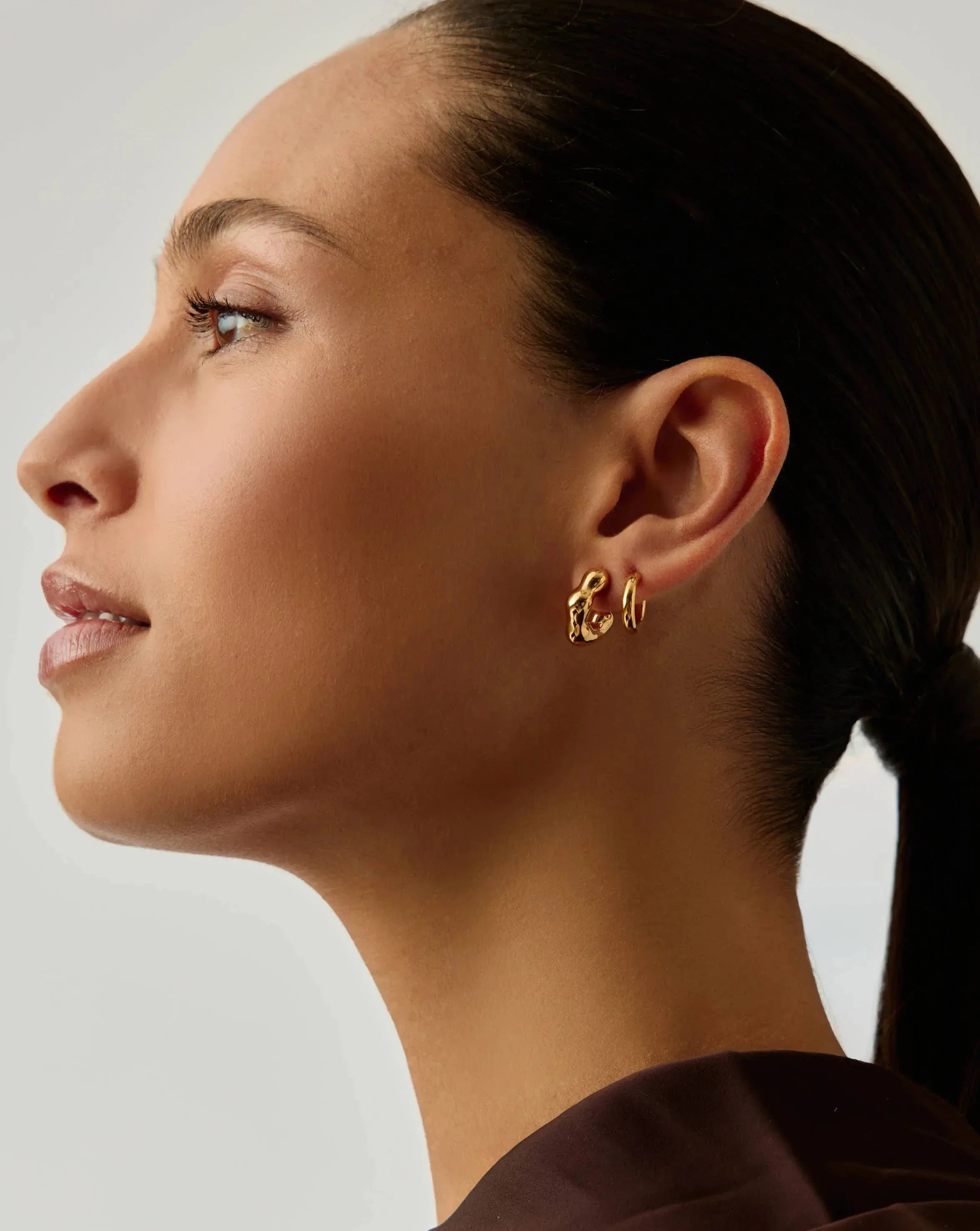 Eny Puffy Small Hoop Earrings | 18ct Gold Plated