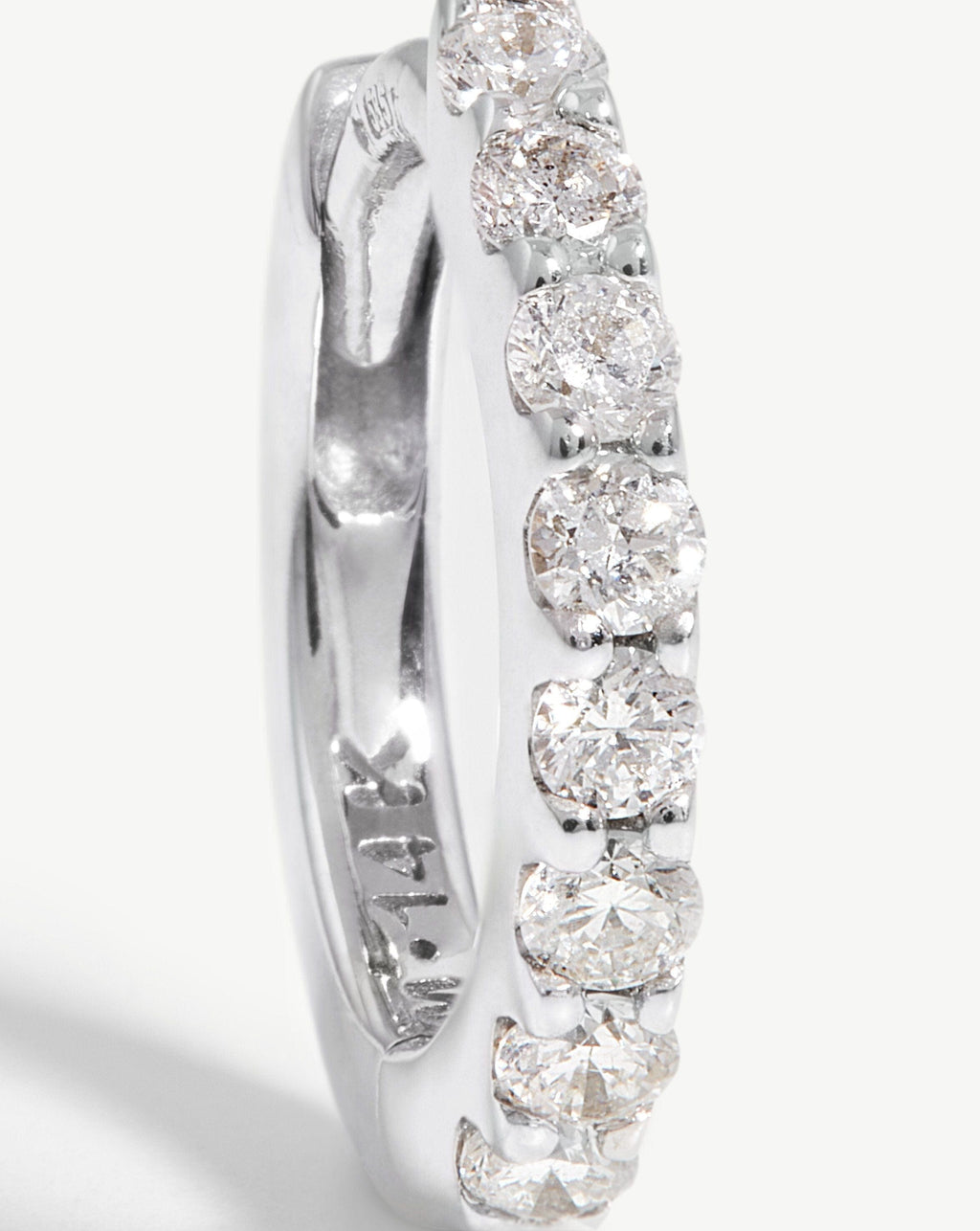 Solid Gold Classic Diamond Huggies | 14ct White Gold/Diamond