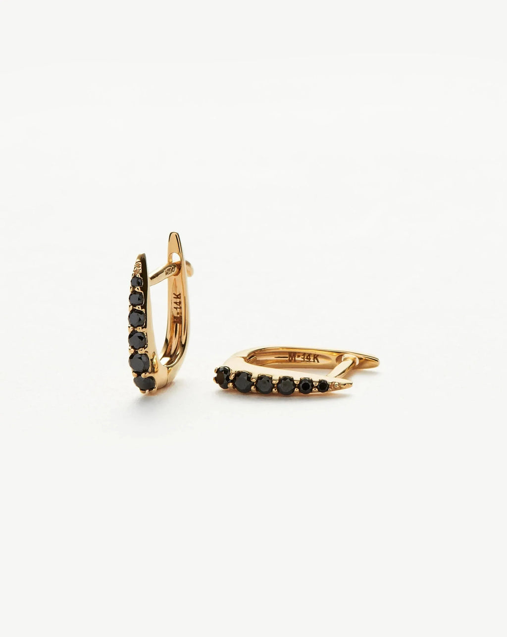 Solid Gold Claw Huggies | 14ct Solid Gold/Black Diamond