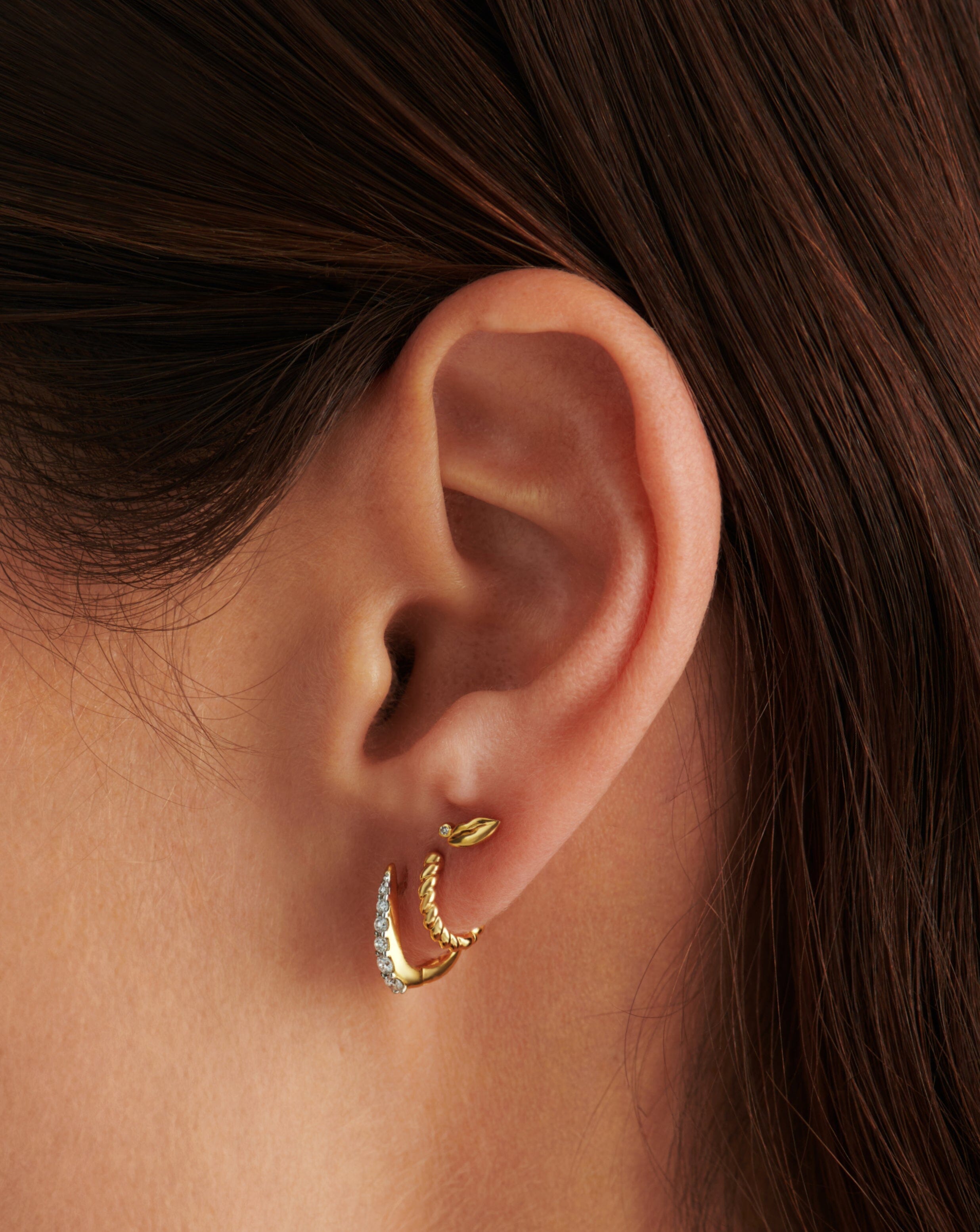 Solid Gold Claw Huggies | 14ct Solid Gold/Diamond