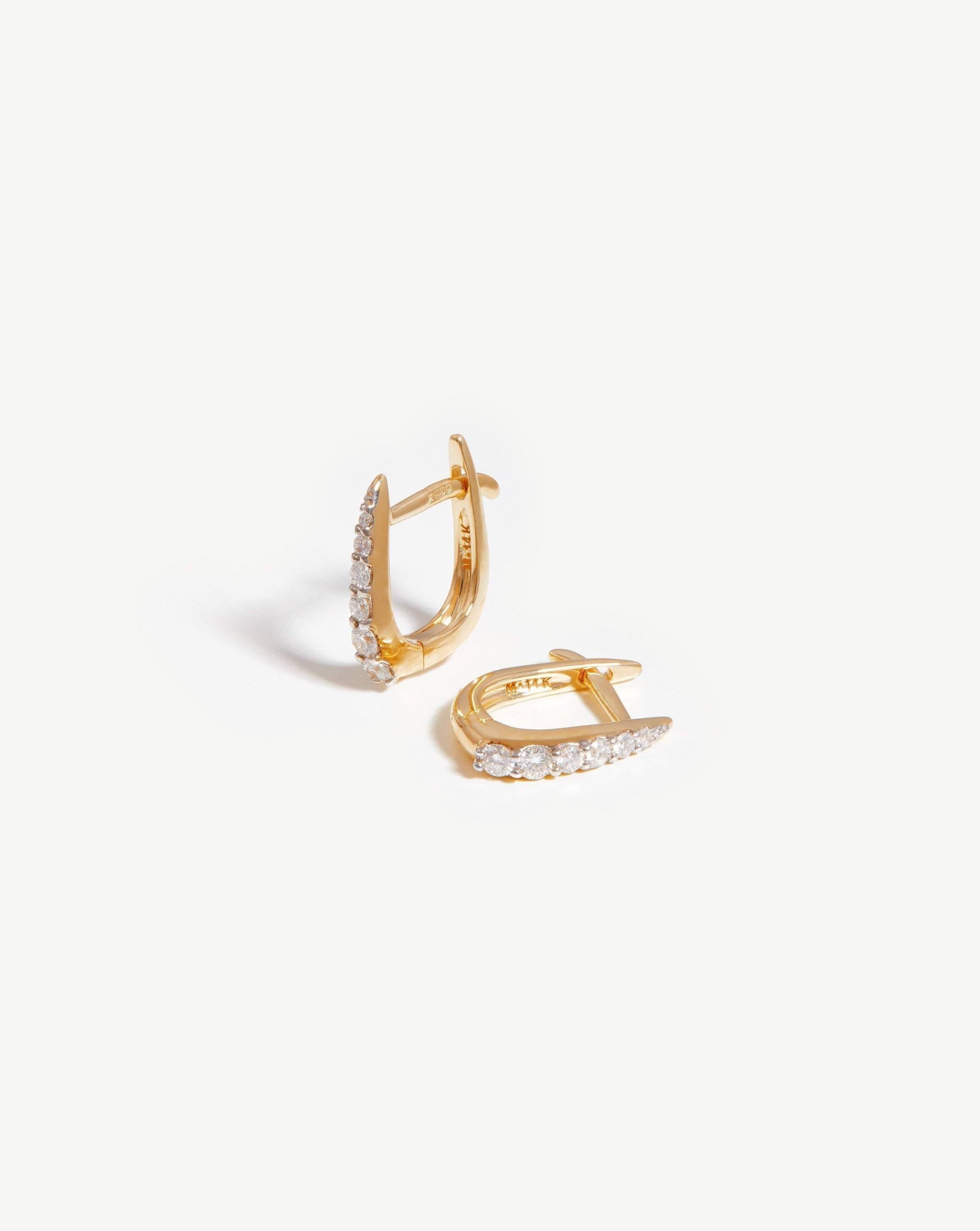 Solid Gold Claw Huggies | 14ct Solid Gold/Diamond