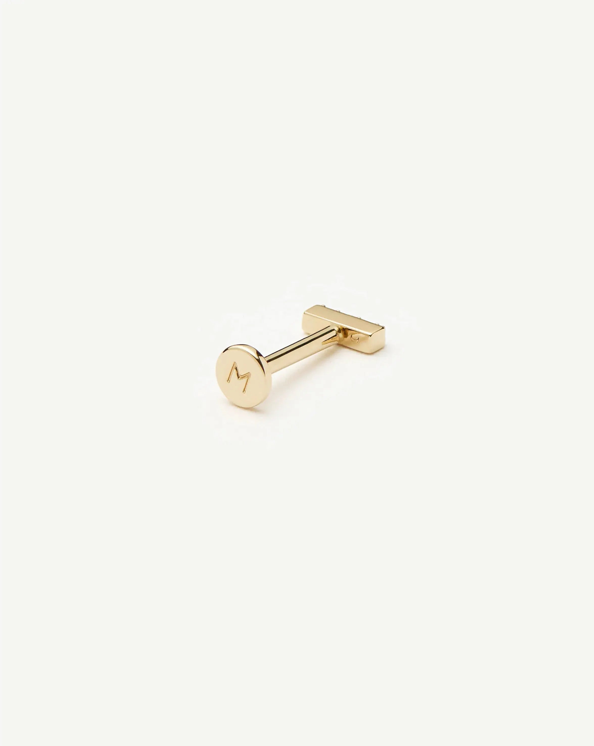 Solid Gold Diamond Bar Flat Back Stud Earring | 14ct Yellow Gold/Diamond