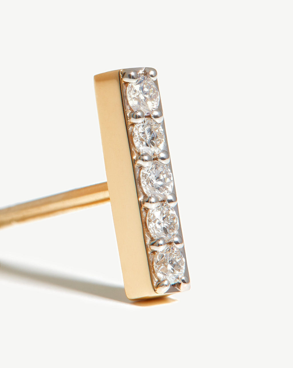 Solid Gold Diamond Bar Stud Earrings | 14ct Solid Gold/Diamond