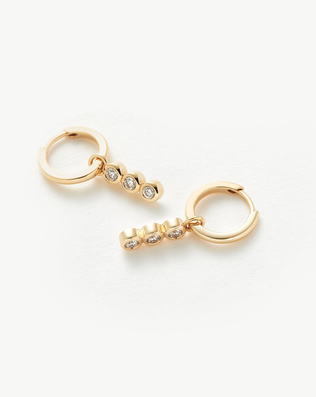 Solid Gold Diamond Charm Hoop Earrings