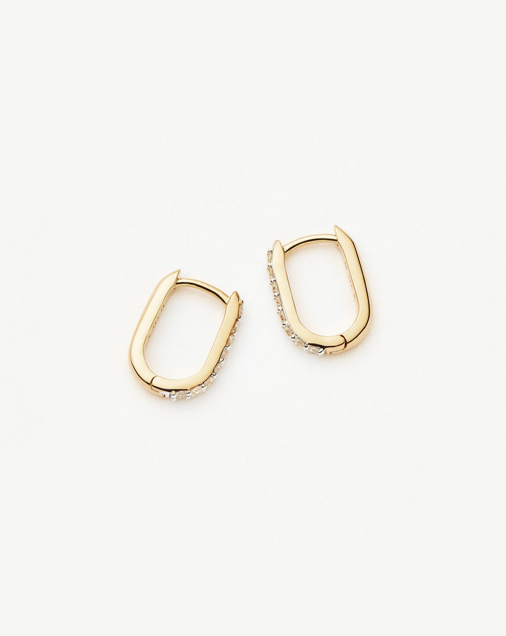 Solid Gold Diamond Ovate Mini Hoop Earrings | 14ct Solid Gold/Diamond