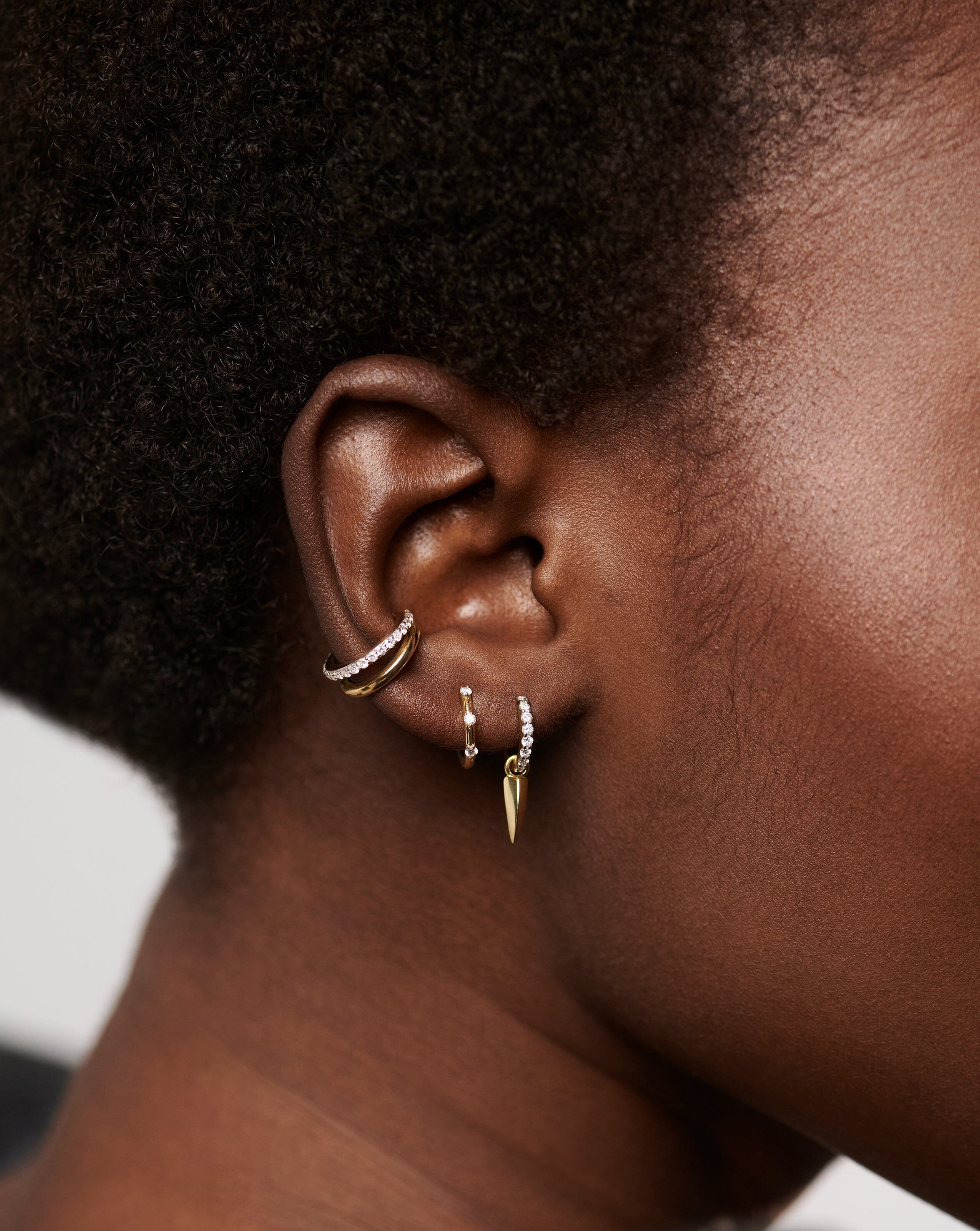 Solid Gold Diamond Studded Huggies