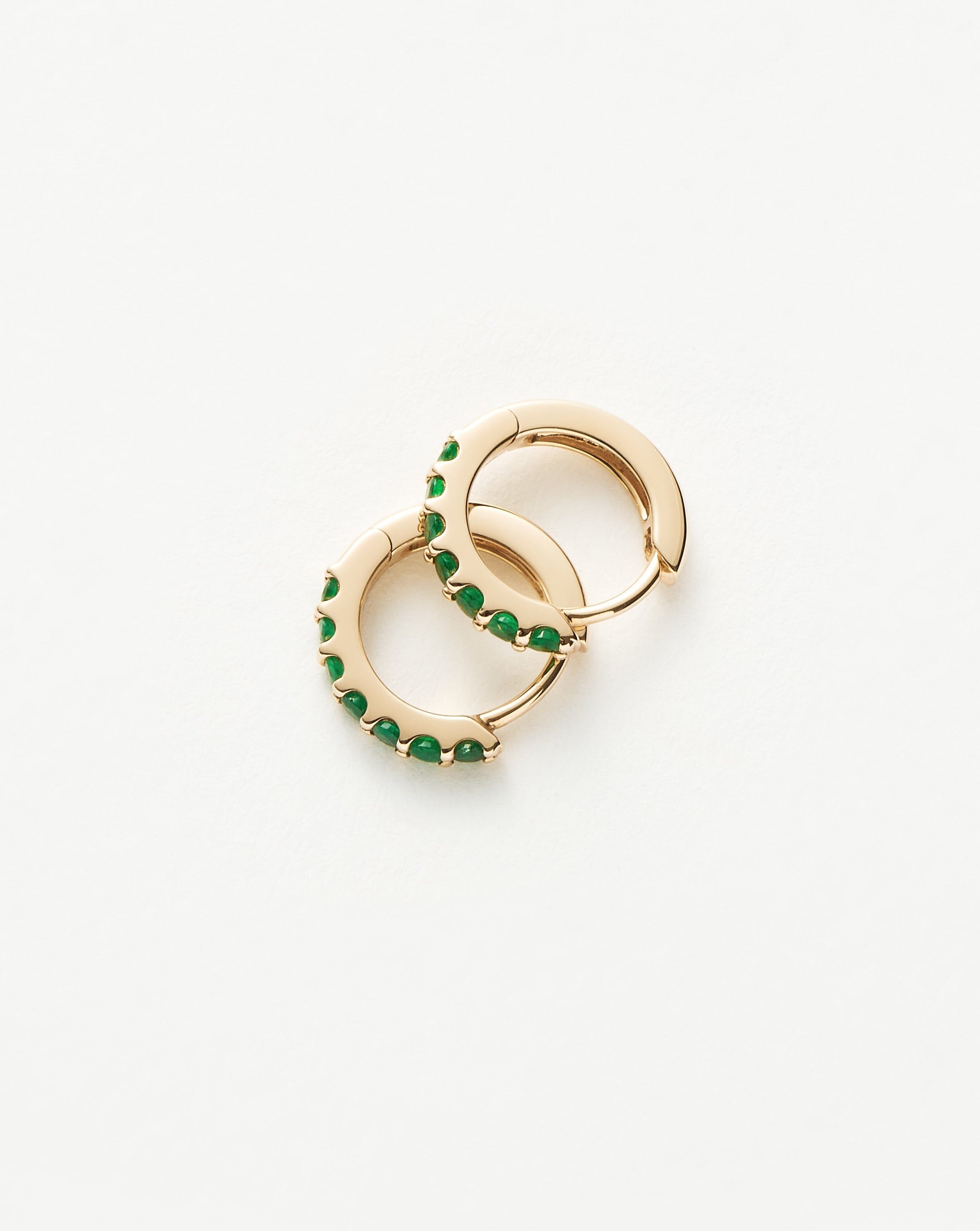 Solid Gold Emerald Huggies