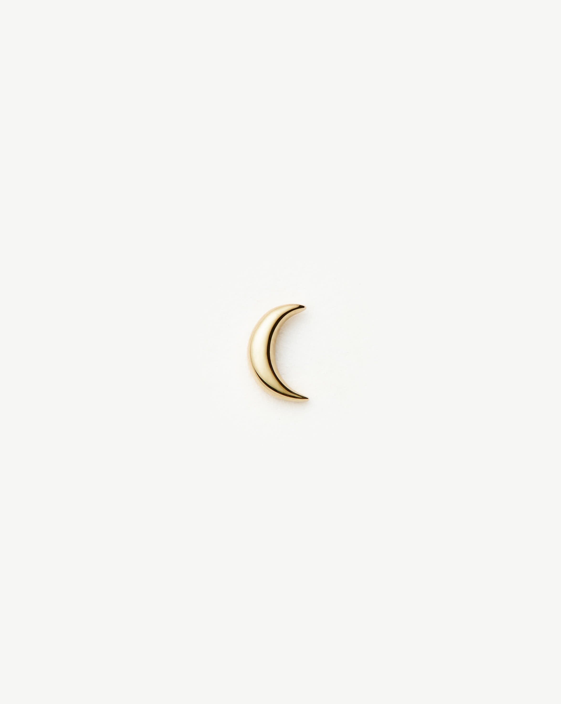 Solid Gold Moon Flat Back Stud Earring | 14ct Solid Yellow Gold