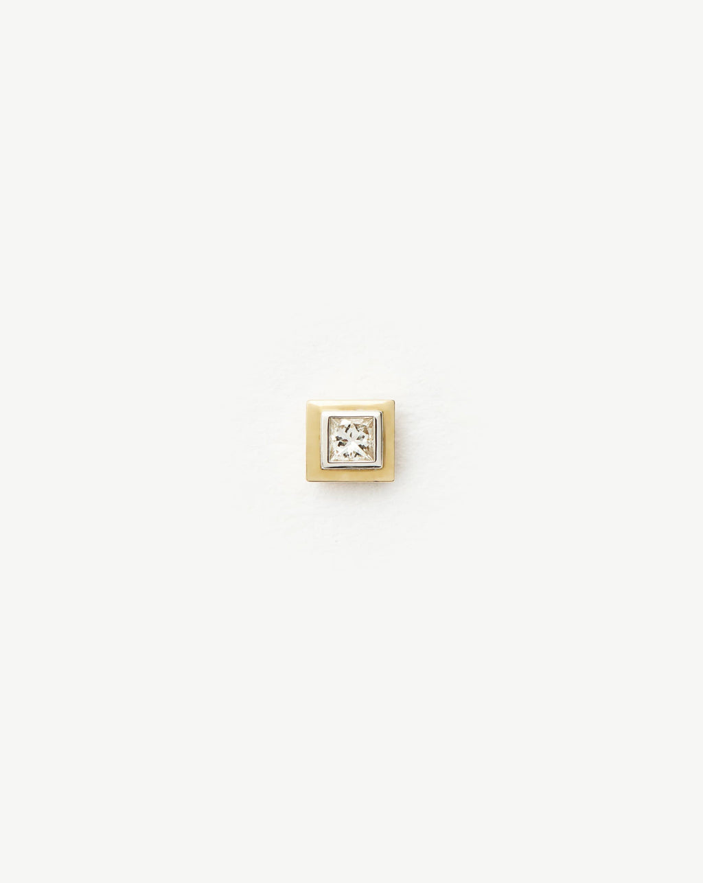Solid Gold Square Solitaire Flat Back Stud Earring | 14ct Yellow Gold/Diamond