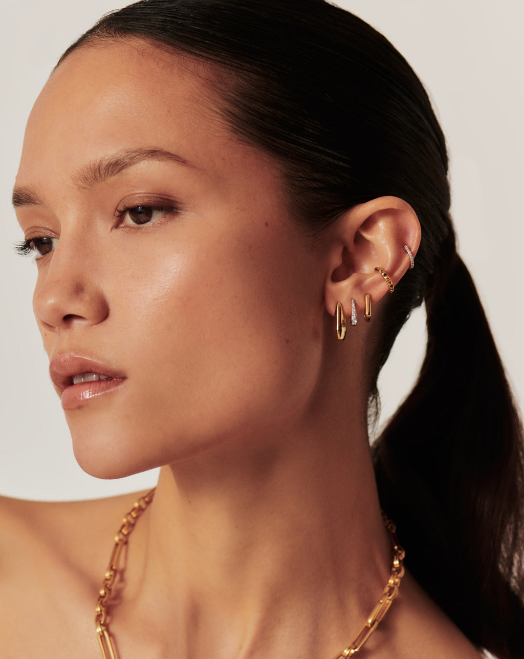 Lucy Williams Arco Small Hoop Earrings  | 18ct Gold Vermeil