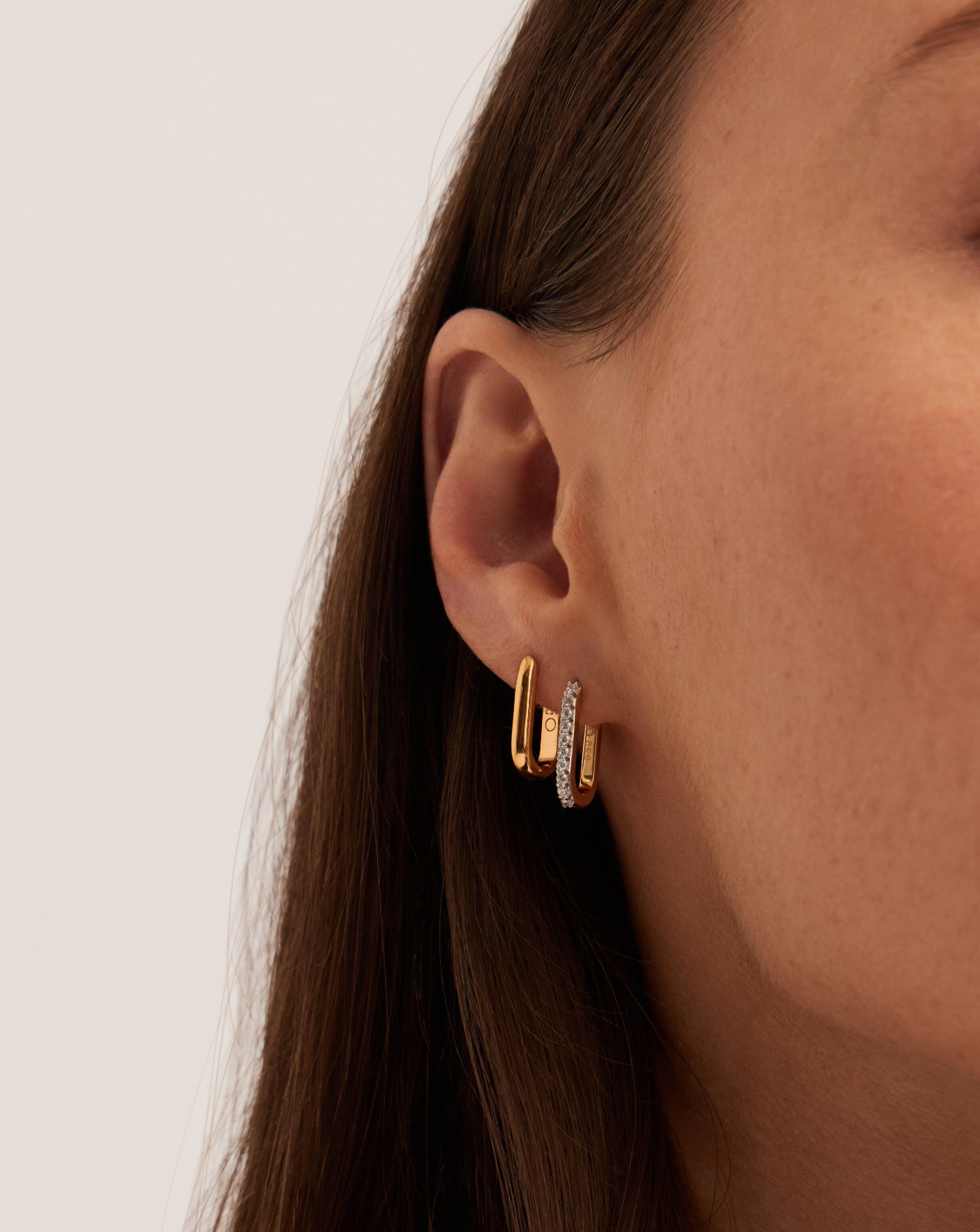Pave Ovate Small Huggie Earrings | 18ct Recycled Gold Vermeil/Cubic Zirconia